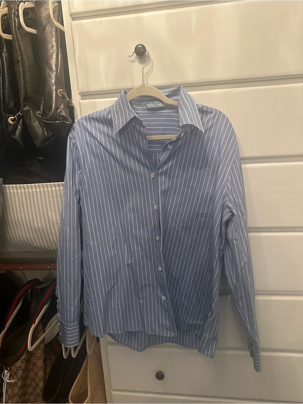 Blue Striped woMen’s Button-Up Shirt - Classic Dress Shirt - Picture 1 of 5